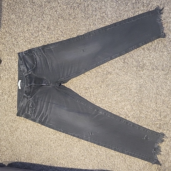 Moussy Vintage Jeans Howa Black Charcoal Distressed 29 Raw Hem Japan Skinny Mid - Picture 1 of 15